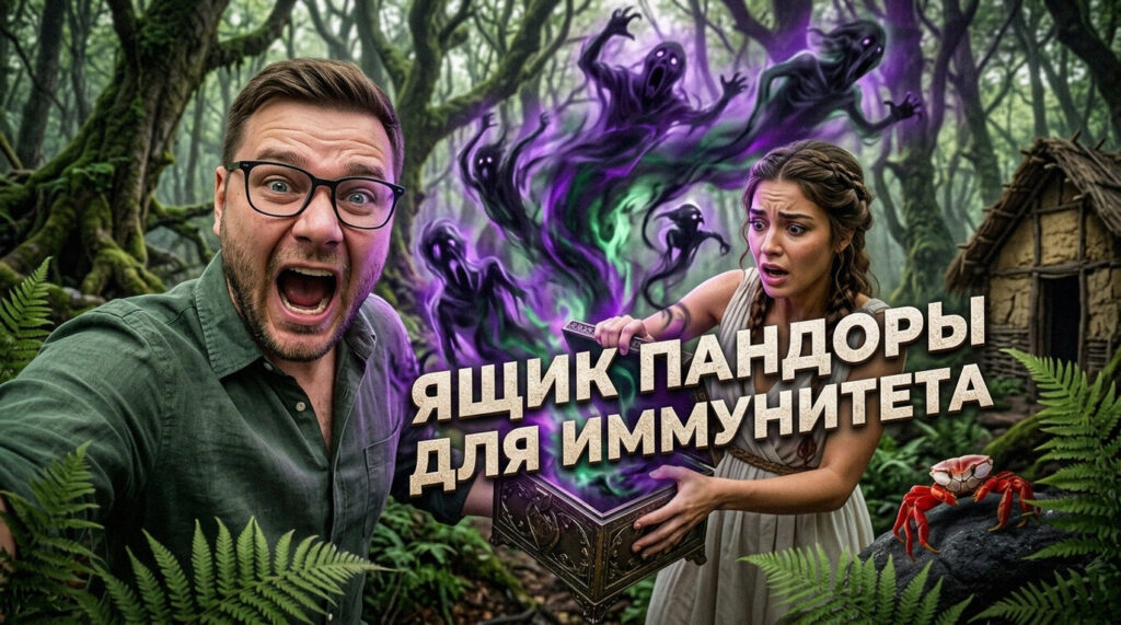 Семья с детьми на экологической прогулке в лесу для укрепления иммунитета