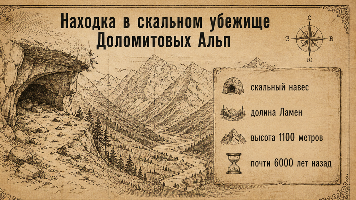 Схема: где в Доломитовых Альпах нашли скальный навес