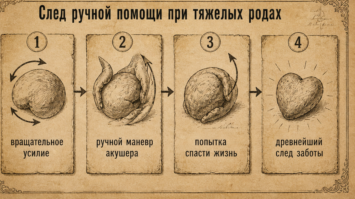 Схема: почему находку считают следом ручной помощи при родах