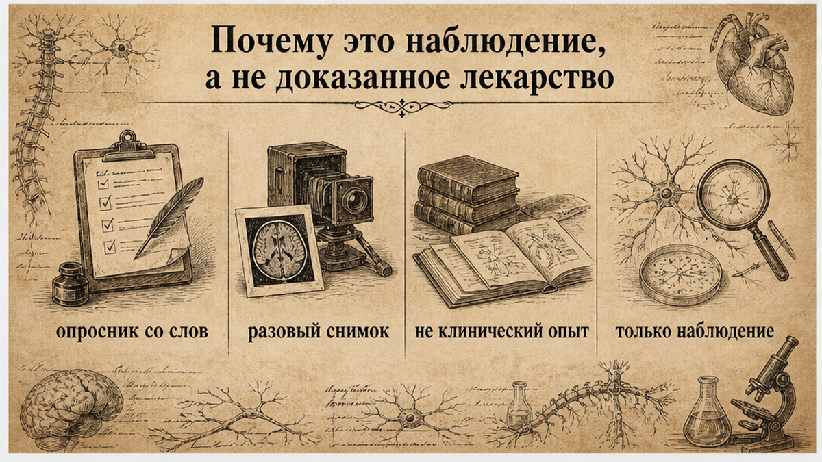 Схема: связь витамина D и памяти — наблюдение, а не доказанное лекарство