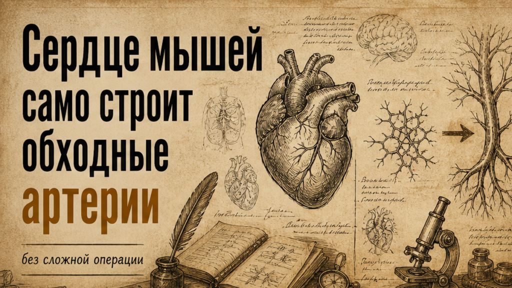 Иллюстрация: как сердце мышей само строит обходные артерии из капилляров