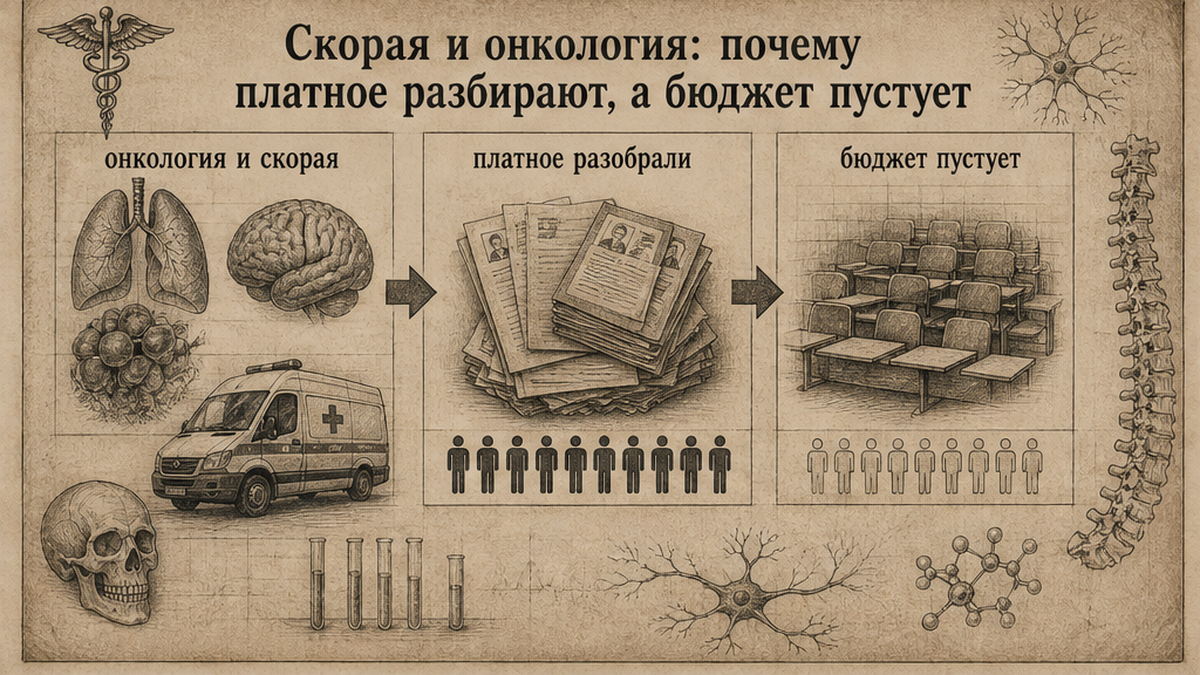 Схема: платные места ординатуры разобраны, бюджетные по скорой и онкологии пустуют