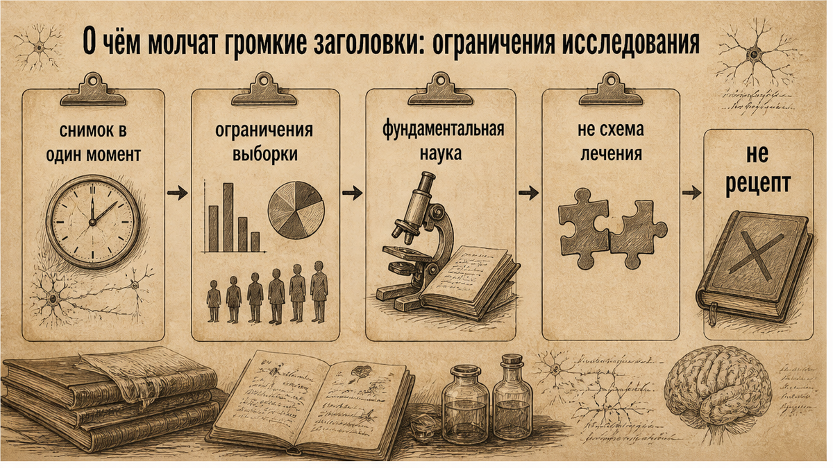 Ограничения исследования: снимок, выборка, не схема лечения