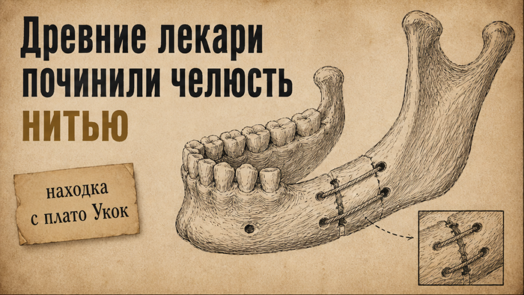 Иллюстрация: древние лекари починили челюсть нитью