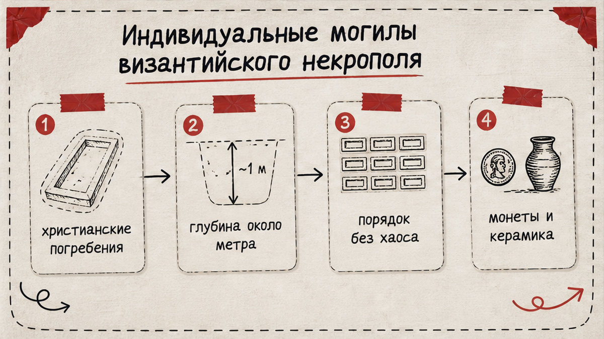 Схема порядка византийских погребений у театра в Изнике