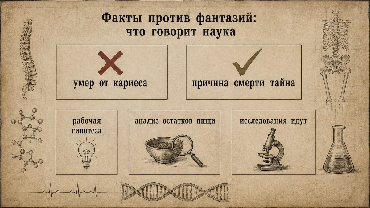 Карточка: жернова — рабочая гипотеза, причина смерти неизвестна, исследования продолжаются