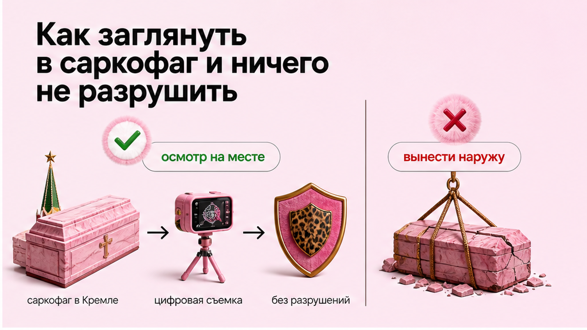 Схема: осмотр саркофага в Кремле без разрушения останков