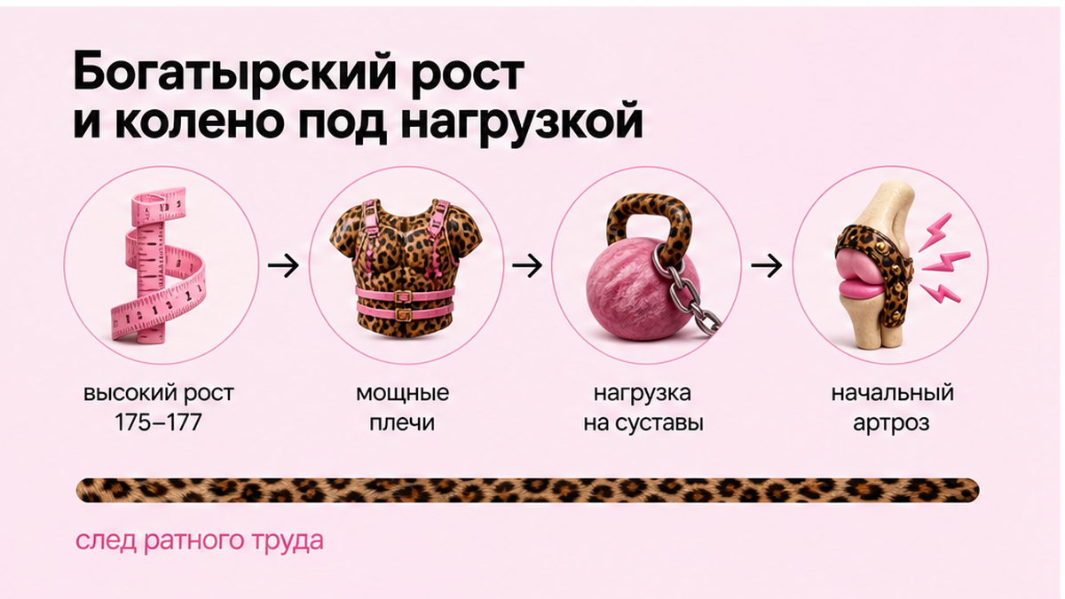 Схема: рост князя и начальный артроз колена от нагрузок