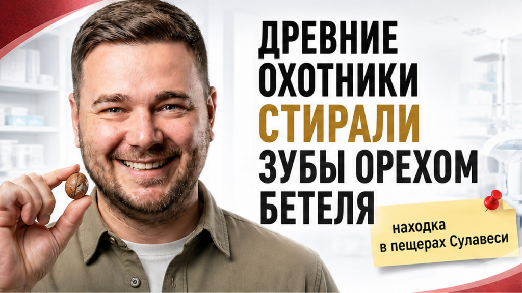 Иллюстрация: древние охотники стирали зубы орехом бетеля