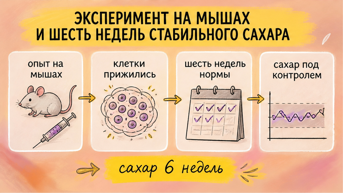 Карточка: шесть недель стабильного сахара после опыта на мышах
