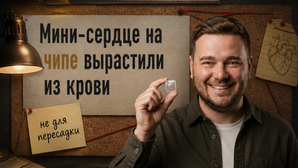 Иллюстрация: мини-сердце на чипе вырастили из клеток крови