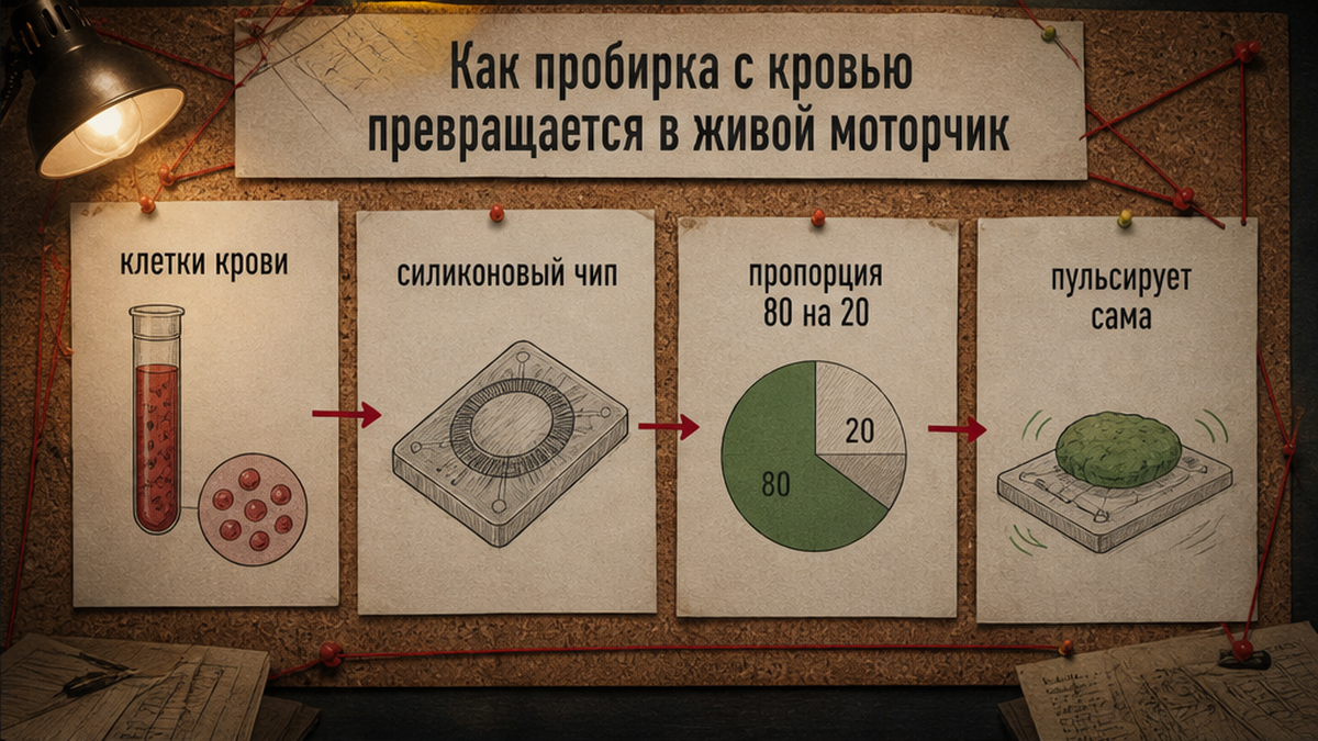 Схема: как клетки крови на силиконовом чипе становятся пульсирующей тканью