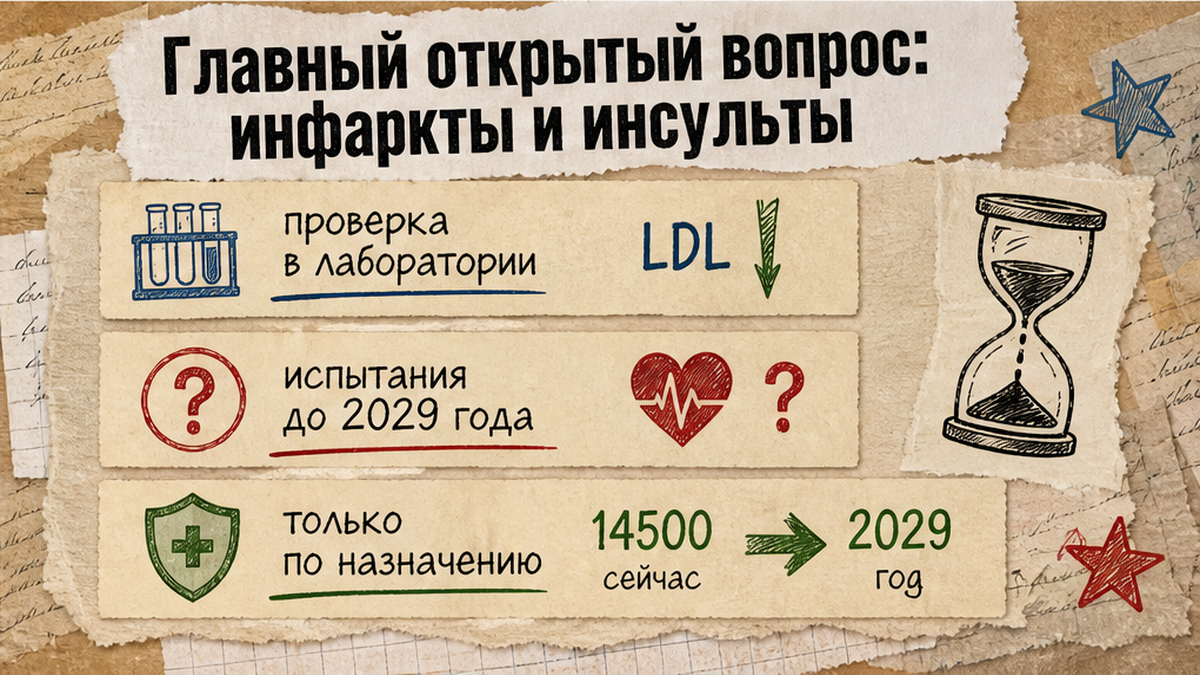 Карточка: для таблетки ещё нет данных по инфарктам и инсультам