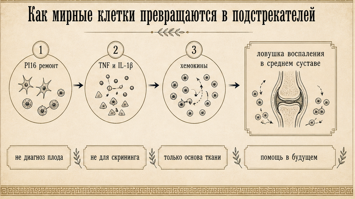 Схема: как клетки-ремонтники под воспалением становятся подстрекателями