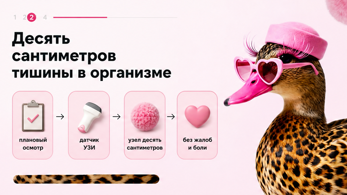 Схема: плановый осмотр и УЗИ нашли десятисантиметровый узел без жалоб
