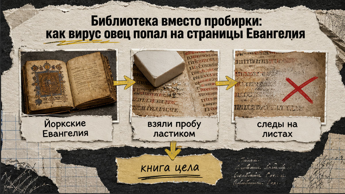 Схема: как с Йоркских Евангелий взяли пробу ластиком, не вырезая страницы